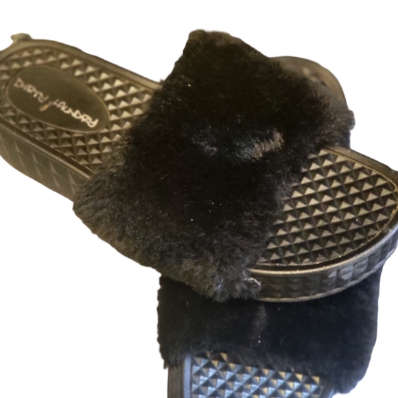 DIRTY LAUNDRY Black. Platform Mules Fur slip-on Slide Women's sandals Size 9 - Picture 7 of 10